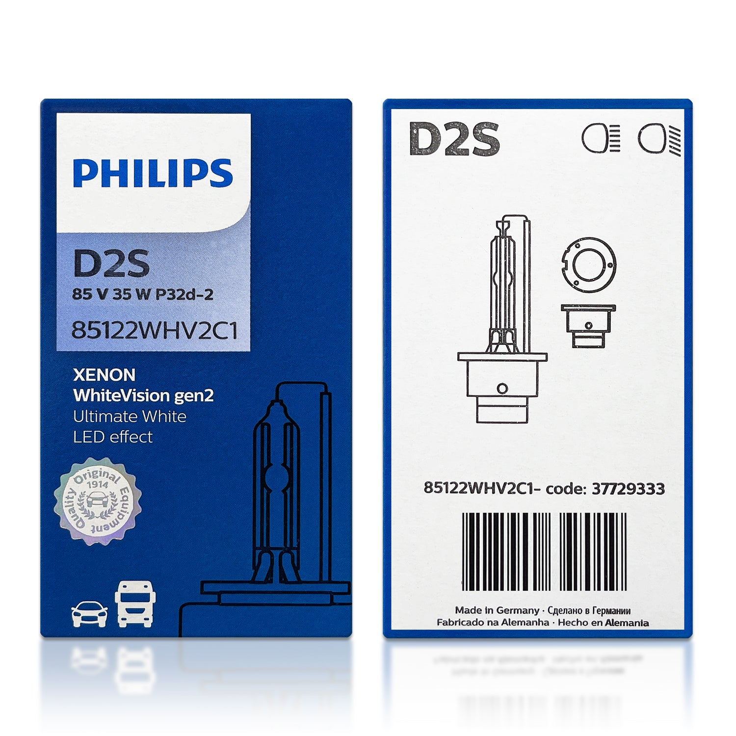 D2S: Philips 85122WHV2C1 WhiteVision Gen2 HID Xenon Bulbs – HID 