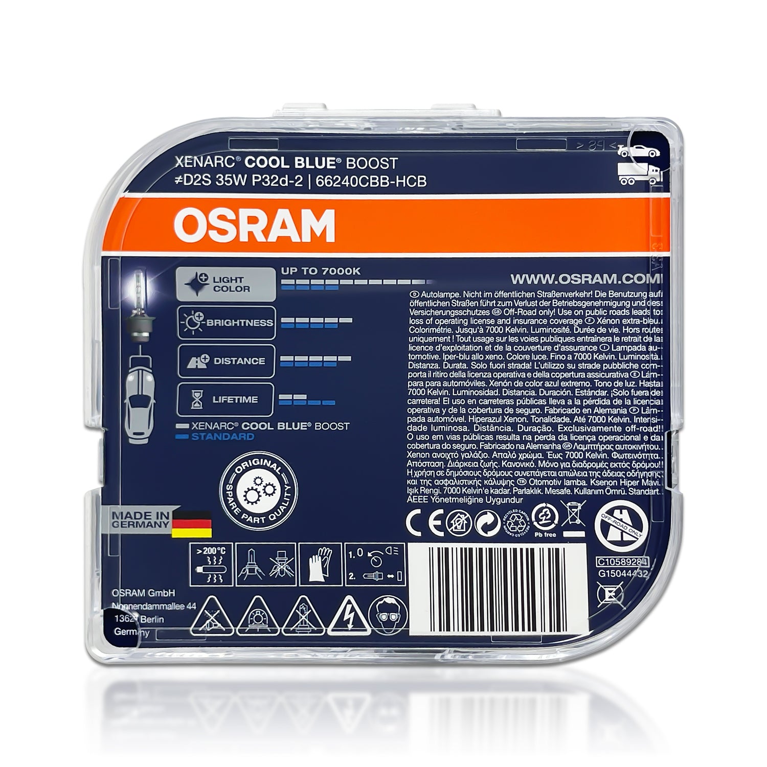 D2S - Osram Xenarc 66240CBB Cool Blue Boost HID Bulbs