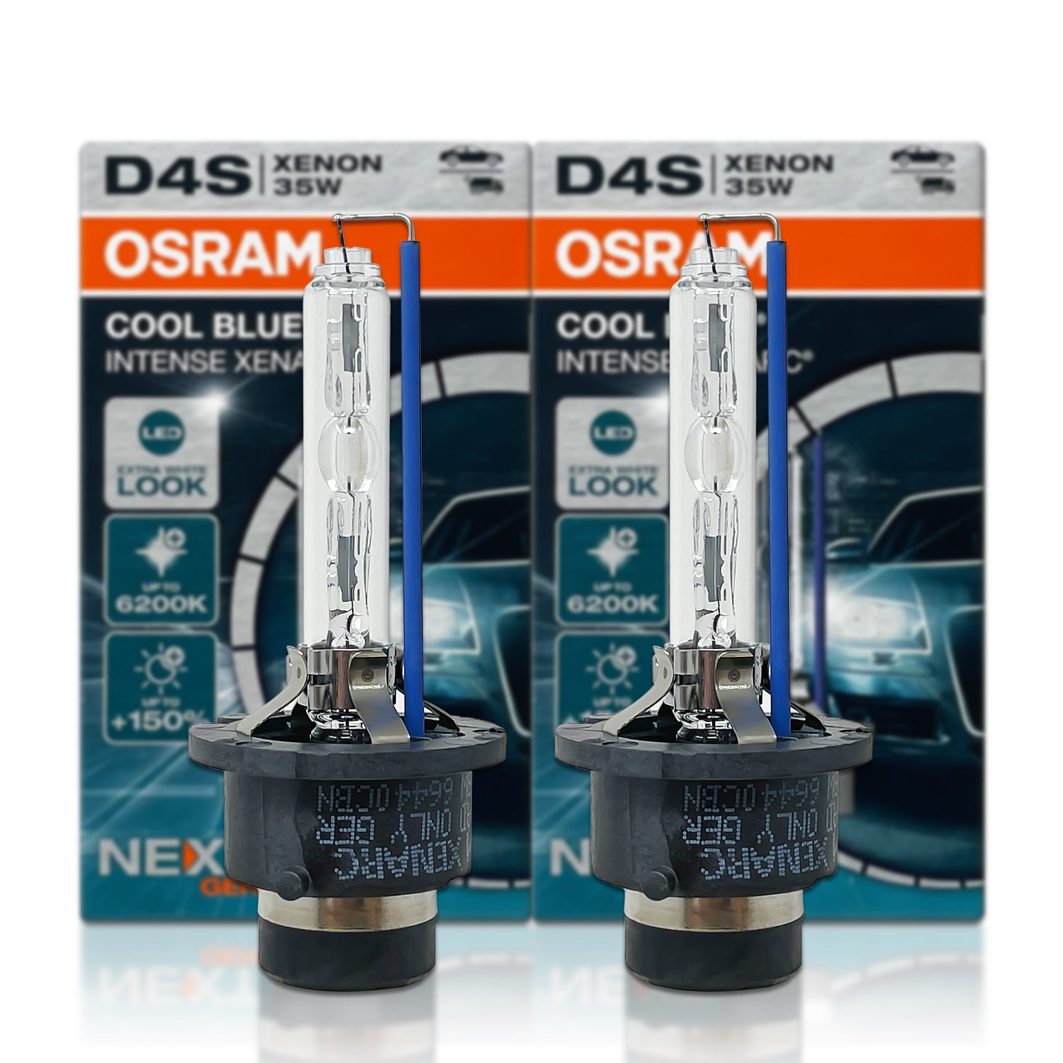 D2S OSRAM Cool Blue Intense Xenarc Next Gen 35W 6200K Xenon HID Bulbs (Pair)