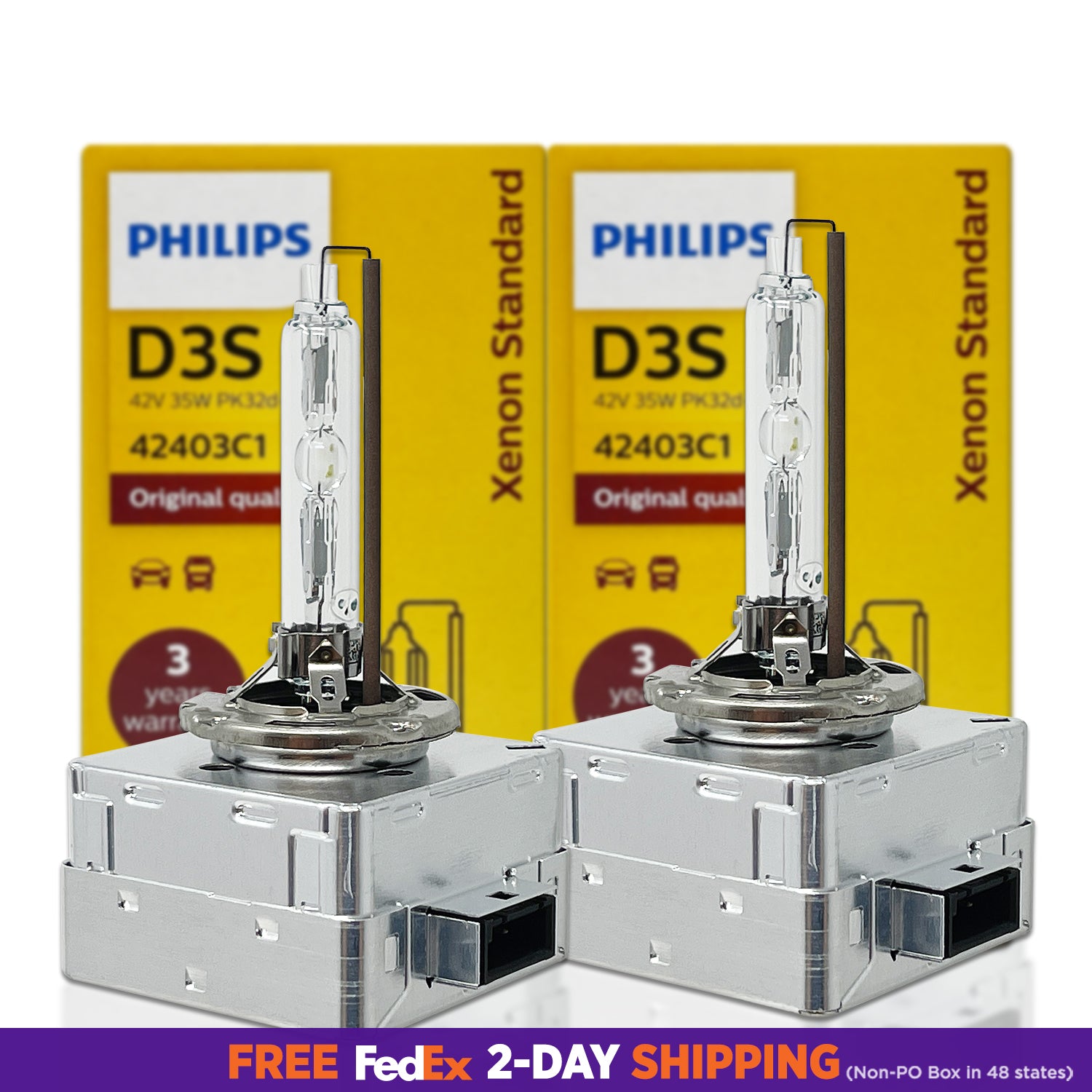 Philips D3S Xenon HID Headlight Replacement Bulbs 35W, XenStart D3S Bulbs
