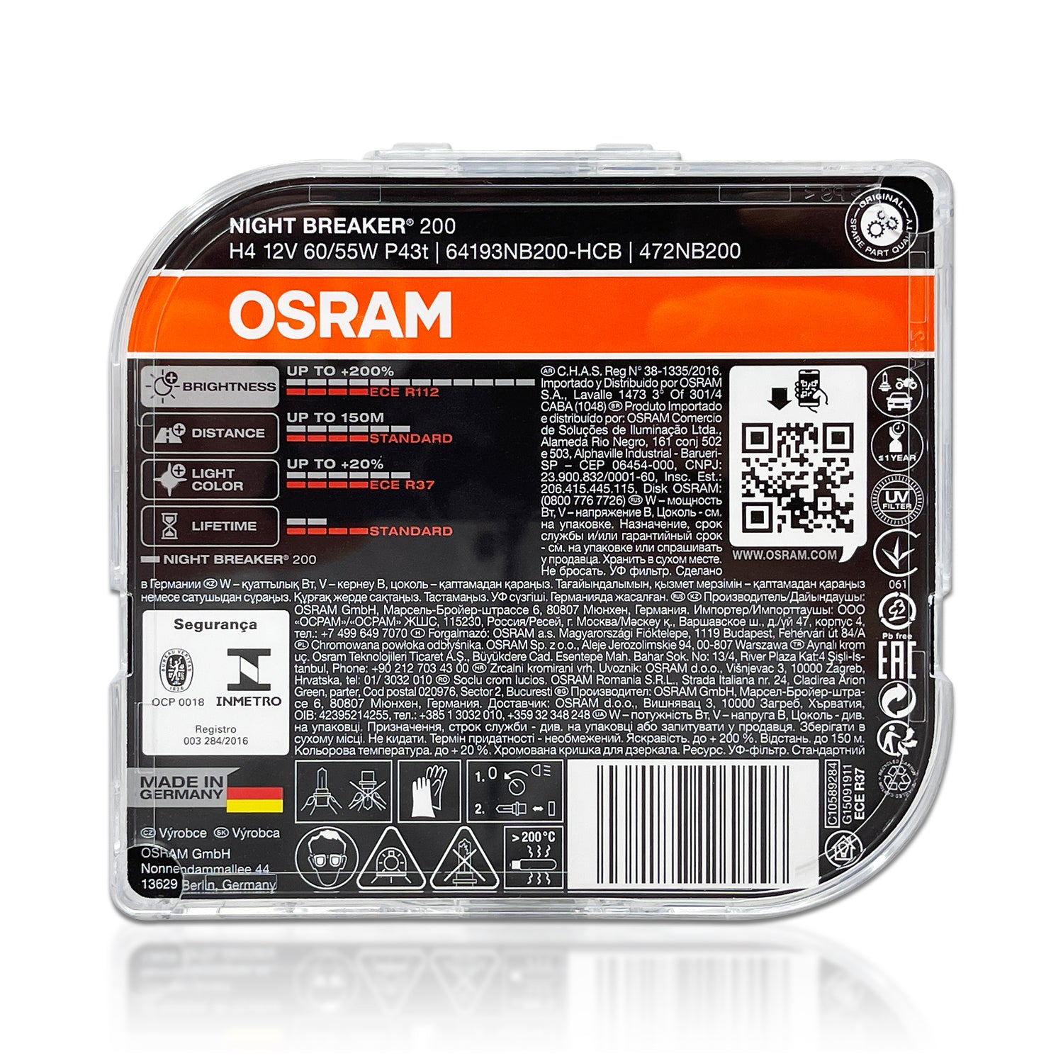 2 Ampoules OSRAM H4 Night Breaker® Laser 12V - Roady
