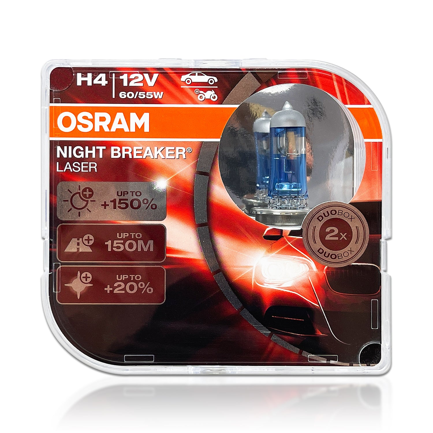 OSRAM NIGHT BREAKER LASER Headlight NEXT GEN Bulbs H4 +150% 60W/55W for LOW  BEAM