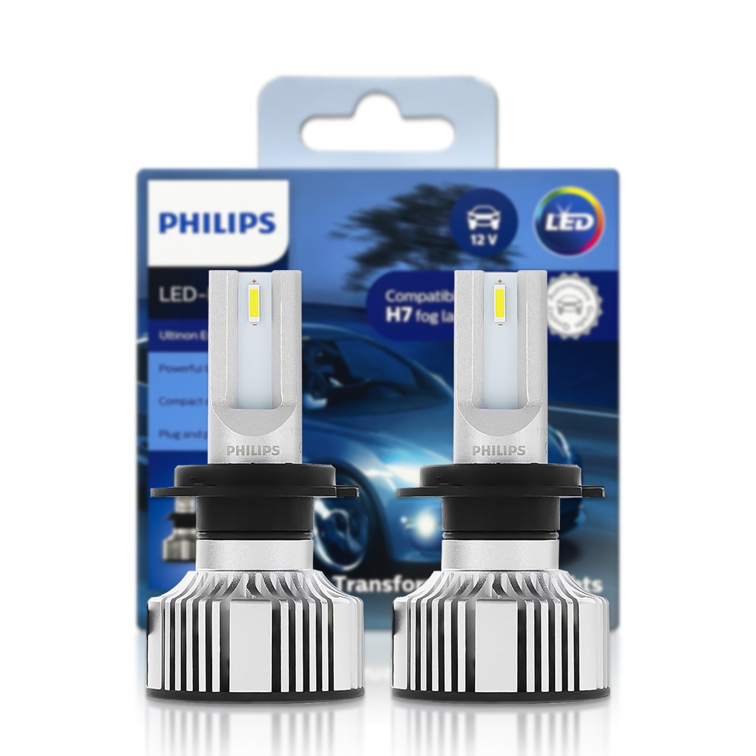 PHILIPS Ultinon LED H7 Bulbs Set of 2X Bulbs 6200K +160% PX26d 11972ULX2 :  Automotive 